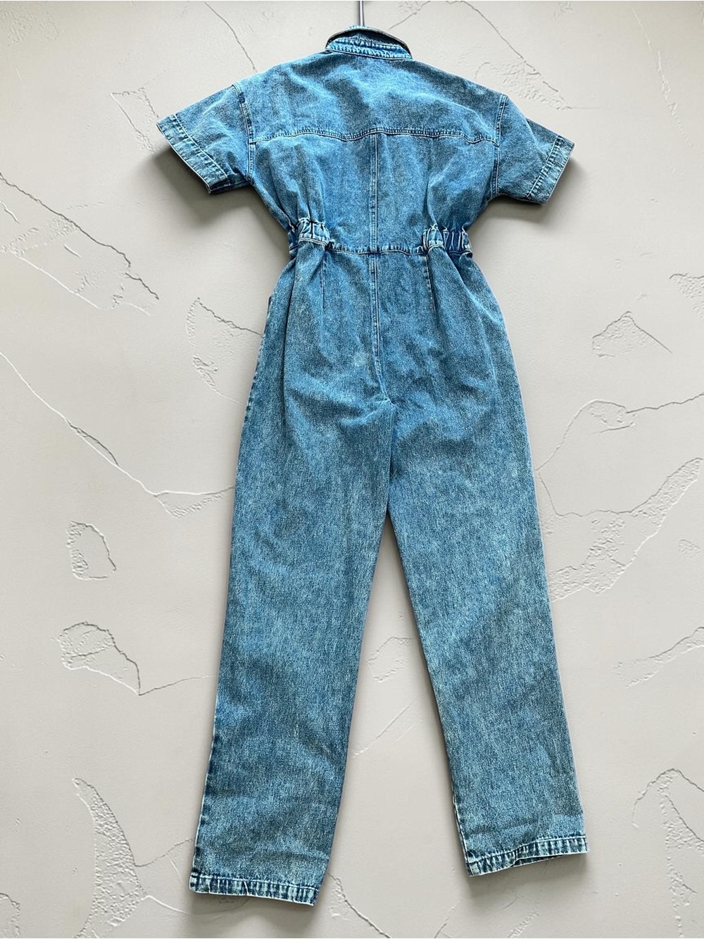TALULAH Acid Wash Denim Short Sleeve Jumpsuit Coveralls Utility Romper Size L - Picture 6 of 9